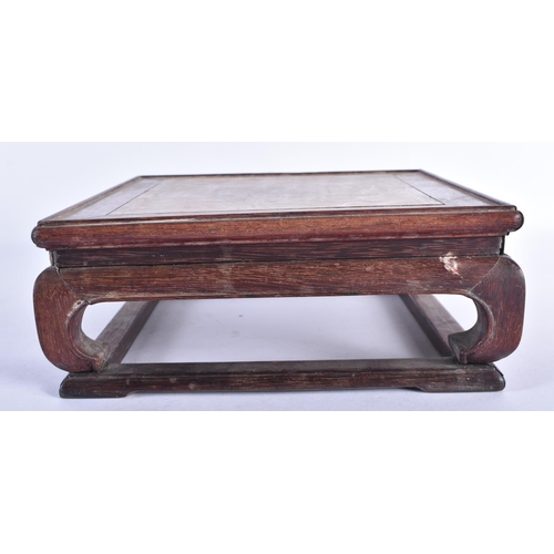 2571 - A 19TH CENTURY CHINESE CARVED HARDWOOD SQUARE FORM STAND Qing. 19 cm square.