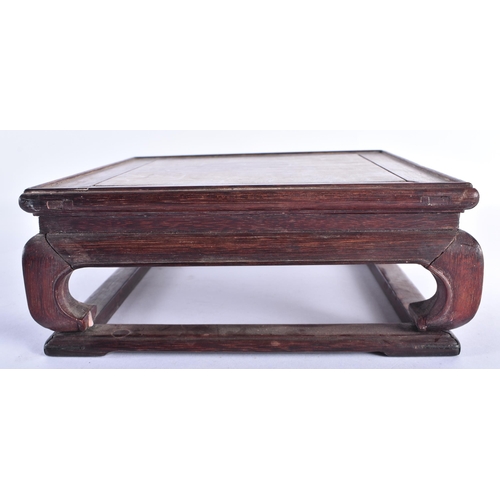 2571 - A 19TH CENTURY CHINESE CARVED HARDWOOD SQUARE FORM STAND Qing. 19 cm square.