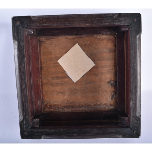 2571 - A 19TH CENTURY CHINESE CARVED HARDWOOD SQUARE FORM STAND Qing. 19 cm square.