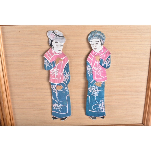 A SET OF THREE EARLY 20TH CENTURY CHINESE SILK PUPPET PANELS Late Qing ...