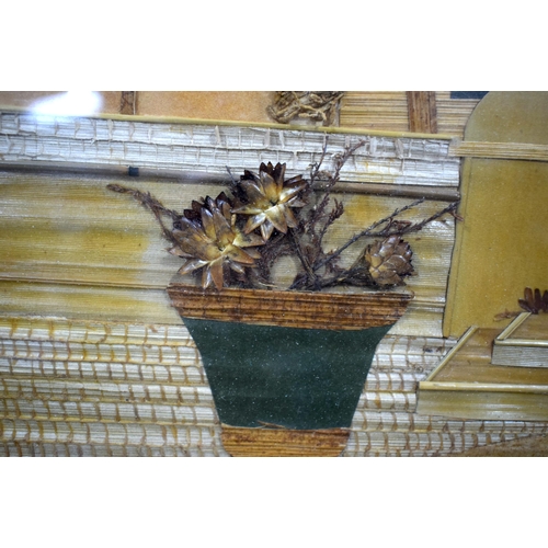 A Framed straw work of a Cape Dutch property