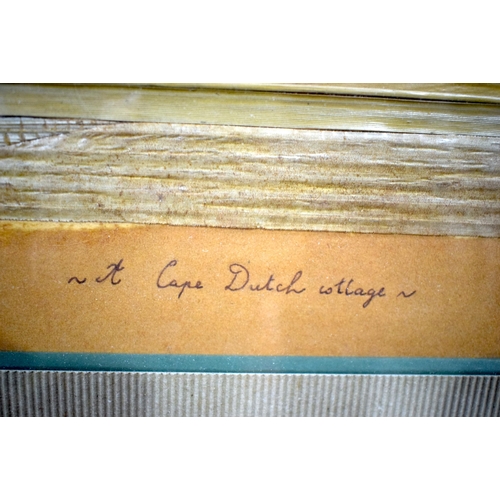 A Framed straw work of a Cape Dutch property