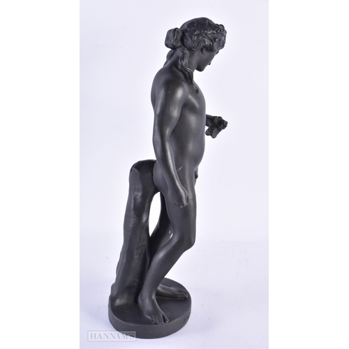 104 - A WEDGWOOD BLACK BASALT FIGURE OF BACCHUS. 31 cm high.