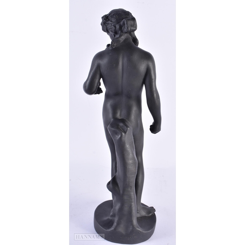 104 - A WEDGWOOD BLACK BASALT FIGURE OF BACCHUS. 31 cm high.