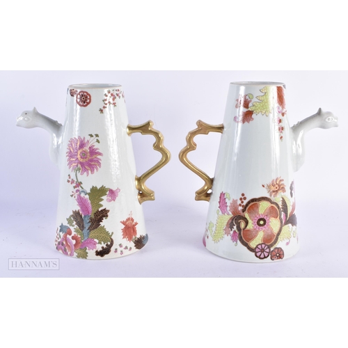 105 - A PAIR OF 19TH CENTURY CONTINENTAL PORCELAIN TOBACCO LEAF COFFEE POTS Chinese or French, with unusua... 