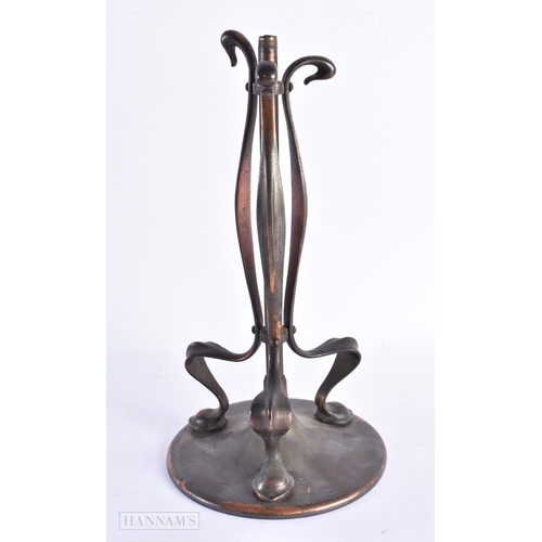 108 - AN ART NOUVEAU COPPER BENSON STYLE LAMP. 33 cm high.