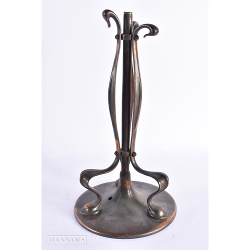 108 - AN ART NOUVEAU COPPER BENSON STYLE LAMP. 33 cm high.