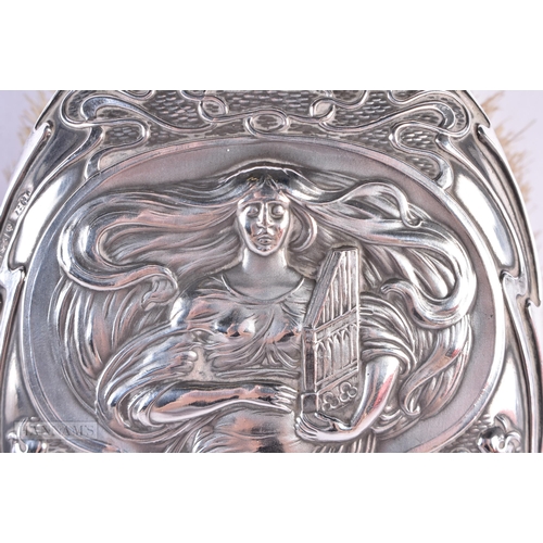 109 - A LOVELY ART NOUVEAU SILVER BACKED BRUSH decorated with a maiden. Birmingham 1927. 229 grams overall... 