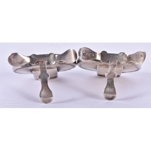 112 - A SIMILAR MATCHED PAIR OF ANTIQUE ENGLISH SILVER FLY FISHING MENU HOLDERS by Grey & Co. CHester 1909... 