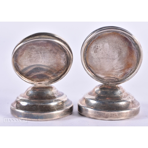 113 - A PAIR OF SAMSON MODERN SILVER ROYAL WORCESTER STINTON MENU HOLDERS. Birmingham 1927 & 1929. 94.7 gr... 