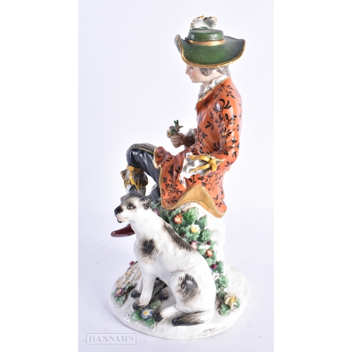 124 - A LARGE EARLY 19TH CENTURY TWIN HANDLED PARIS PORCELAIN VASE together with a German porcelain figure... 