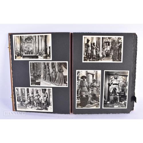 126 - AN UNUSUAL EARLY 20TH CENTURY SWISS BAVARIAN BLACK FOREST POSTCARD ALBUM formed in relief with a mou... 