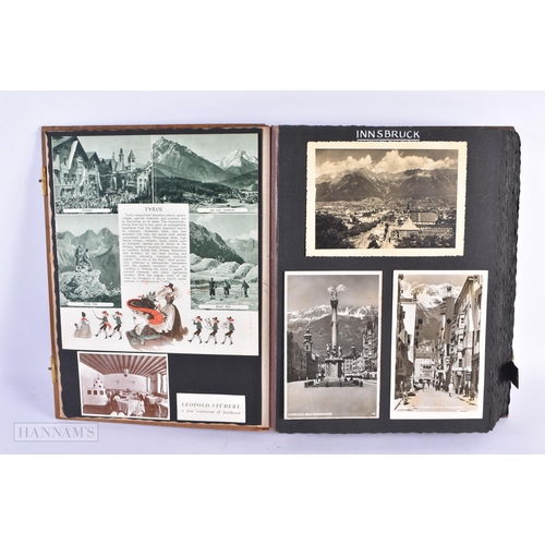 126 - AN UNUSUAL EARLY 20TH CENTURY SWISS BAVARIAN BLACK FOREST POSTCARD ALBUM formed in relief with a mou... 