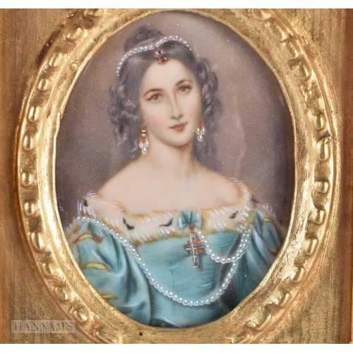 13 - European School (Late 19th Century) Watercolour, Female wearing pearls. 18.5 cm x 12.5 cm.