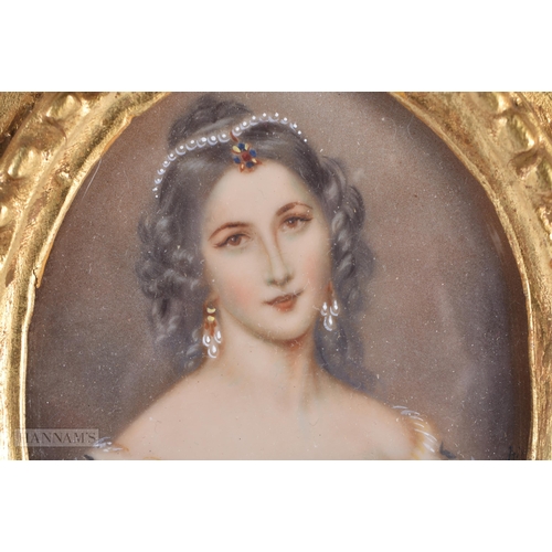 13 - European School (Late 19th Century) Watercolour, Female wearing pearls. 18.5 cm x 12.5 cm.