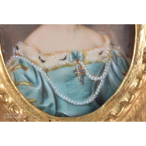 13 - European School (Late 19th Century) Watercolour, Female wearing pearls. 18.5 cm x 12.5 cm.