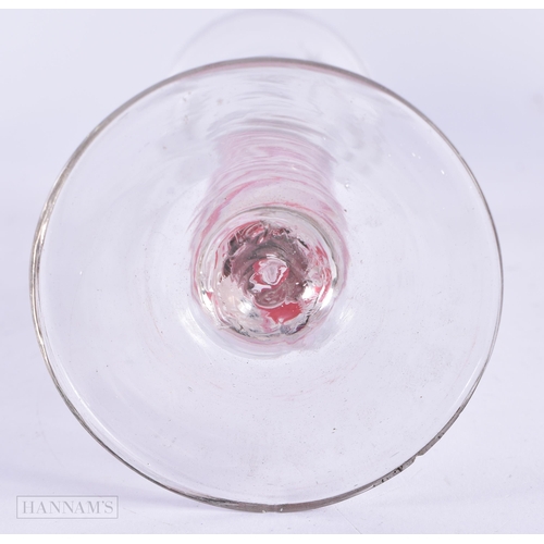 136 - A GEORGE III AIR TWIST GLASS. 18 cm high.