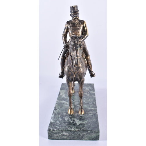 170 - A 19TH CENTURY EUROPEAN MILITARY INTEREST SILVERED BRONZE FIGURE depicting Marshal Joseph Joffre. 27... 