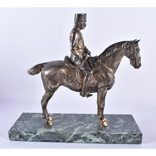 170 - A 19TH CENTURY EUROPEAN MILITARY INTEREST SILVERED BRONZE FIGURE depicting Marshal Joseph Joffre. 27... 