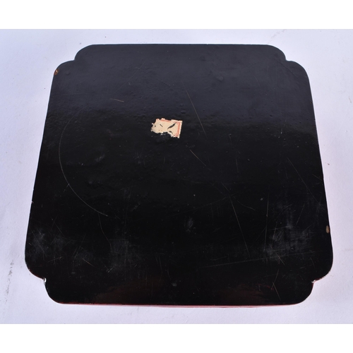 175 - A MID 19TH CENTURY CHINESE CARVED CINNABAR LACQUER BOX AND COVER Qing. 19 cm square.