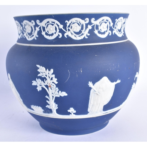 186 - A COLLECTION OF ANTIQUE BLUE JASPERWARE. Largest 21 cm x 18 cm. (6)