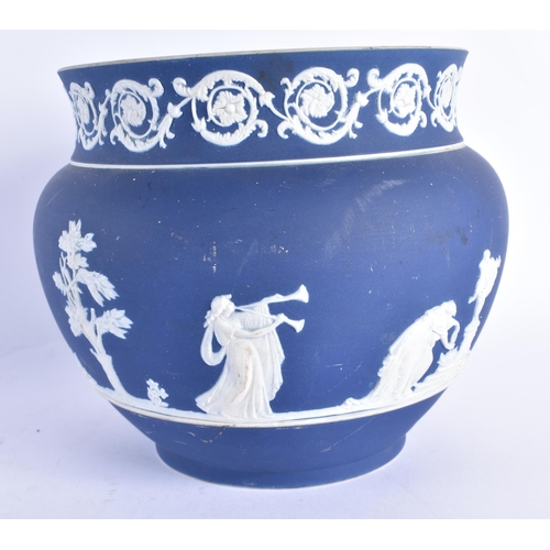 186 - A COLLECTION OF ANTIQUE BLUE JASPERWARE. Largest 21 cm x 18 cm. (6)