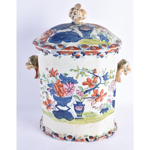 192 - A Rare Mason's Ironstone fruit cooler, insert and cover, painted in the Imari palette with large Ori... 