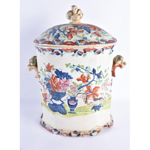 192 - A Rare Mason's Ironstone fruit cooler, insert and cover, painted in the Imari palette with large Ori... 