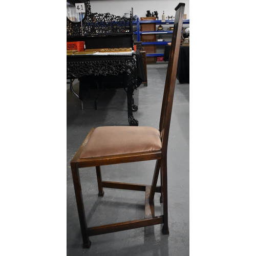 204 - A LOVELY ARTS AND CRAFTS INLAID CHAIR possibly Scottish. 107 x 41.5 x 45 cm.