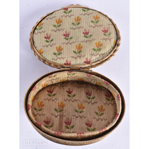 21 - AN EARLY 20TH CENTURY FRENCH GILT METAL JEWELLERY BOX inset with a painted watercolour of a female. ... 