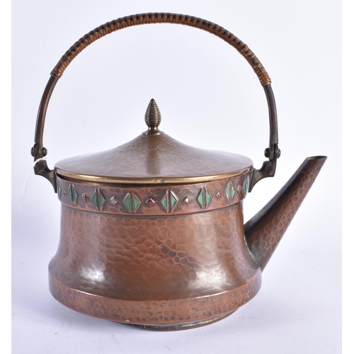 222 - A STYLISH WMF COPPER AND ENAMEL KETTLE. 21 cm x 14 cm.