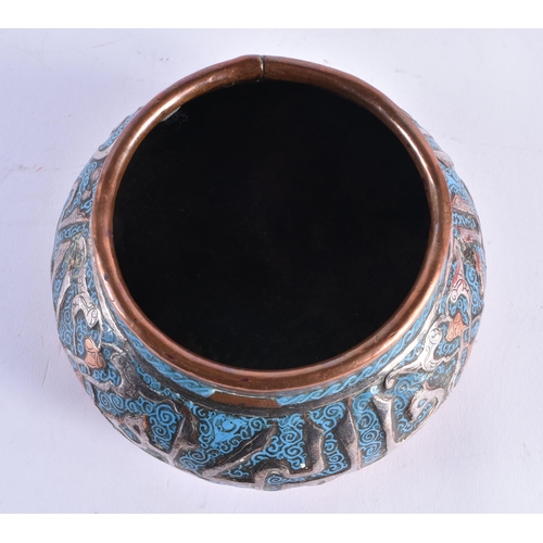 223 - A RARE 18TH/19TH CENTURY SILVER OVERLAID ENAMELLED COPPER ALLOY CENSER decorated with Kufic script.1... 