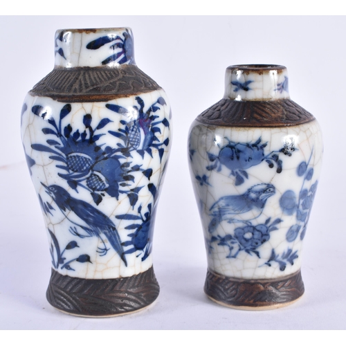 224 - TWO 19TH CENTURY CHINESE CRACKLE GLAZED VASE etc. Largest 13.5 cm high. (4)