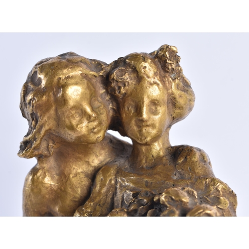 234 - A FRENCH ART NOUVEAU GILT BRONZE FIGURE OF TWO FEMALES by Francois Raoul Larche (1860-1912). 24 cm h... 