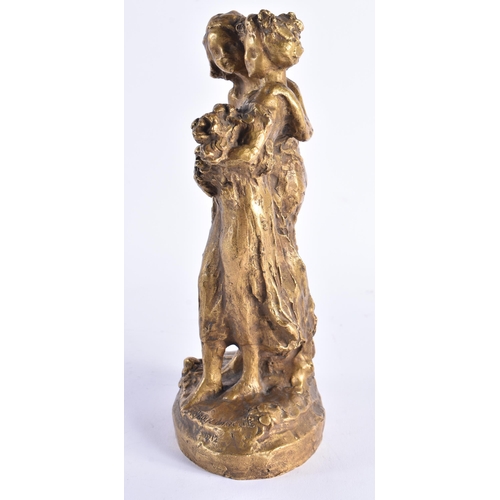 234 - A FRENCH ART NOUVEAU GILT BRONZE FIGURE OF TWO FEMALES by Francois Raoul Larche (1860-1912). 24 cm h... 