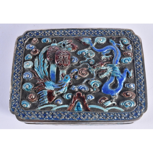 242 - A RARE LATE 19TH CENTURY CHINESE SILVER AND ENAMEL REPOUSSE BOX Qing. 247 grams. 12 cm x 8 cm.