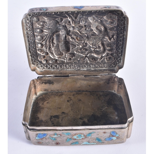 242 - A RARE LATE 19TH CENTURY CHINESE SILVER AND ENAMEL REPOUSSE BOX Qing. 247 grams. 12 cm x 8 cm.