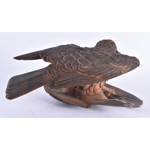 247 - A FINE 19TH CENTURY JAPANESE MEIJI PERIOD CARVED WOOD OKIMONO modelled as quarrelling hawks. 30 cm x... 