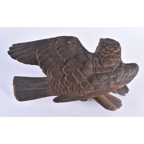 247 - A FINE 19TH CENTURY JAPANESE MEIJI PERIOD CARVED WOOD OKIMONO modelled as quarrelling hawks. 30 cm x... 