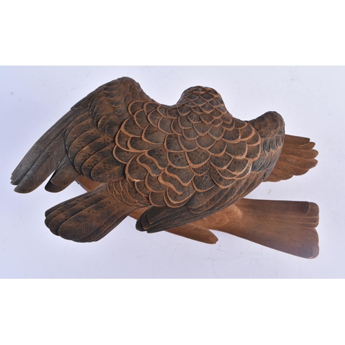 247 - A FINE 19TH CENTURY JAPANESE MEIJI PERIOD CARVED WOOD OKIMONO modelled as quarrelling hawks. 30 cm x... 