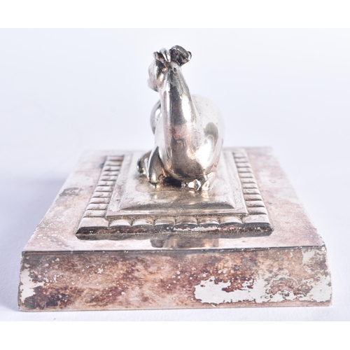 249 - AN ART DECO DANISH SILVER PLATED DEER PAPER WEIGHT. 692 grams. 10 cm x 7.5 cm.