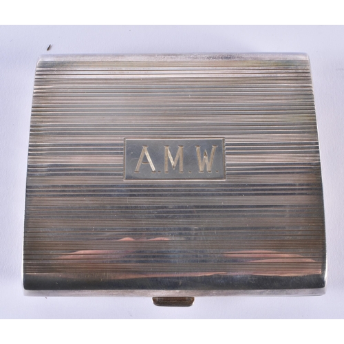 266 - Vintage sterling silver cigarette case in Dunhill outer box, marked sterling, presented to Andy Wick... 