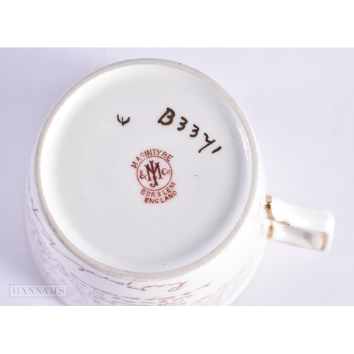 27 - A RARE MACINTYRES MILITARY INTEREST RUDYARD KIPLING CUP AND SAUCER. 14 cm wide. (2)