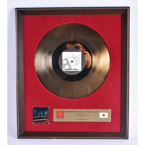 275 - AH-HA, 12 Club album gold presentation disc to Andrew Wickham from Warner Pioneer Japan. 50 x 43 cm