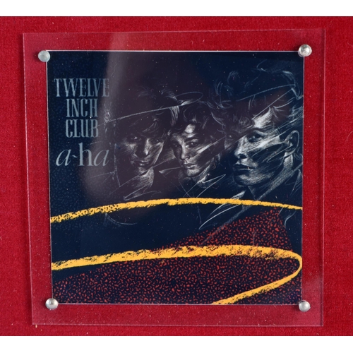 275 - AH-HA, 12 Club album gold presentation disc to Andrew Wickham from Warner Pioneer Japan. 50 x 43 cm