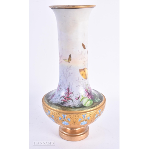 28 - A MID 19TH CENTURY ENGLISH PORCELAIN BALUSTER VASE possibly Copeland and painted by Hurten, painted ... 