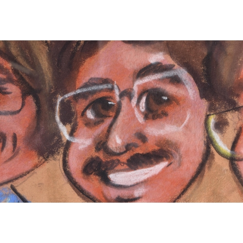 285 - Van Dyke Parks interest, vintage pastel drawing titled Durrie, Van Dyke and Andy, signed Walker 1973... 