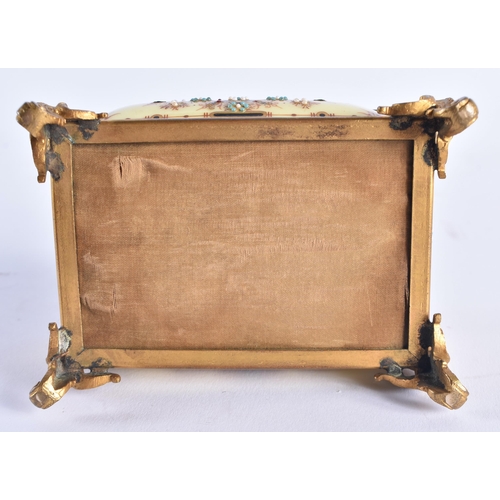 298 - AN UNUSUAL MID 19TH CENTURY FRENCH JEWELLED CREAMY GLASS CASKET decorated with turquoise and motifs.... 