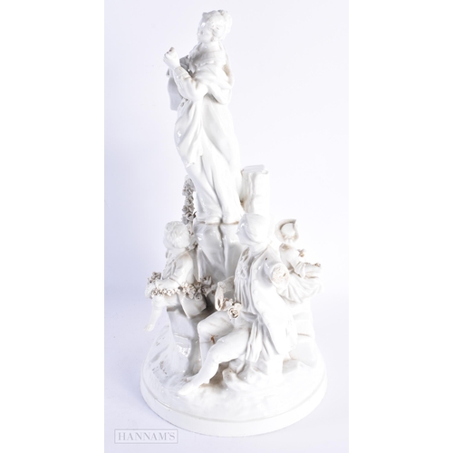 31 - A VERY LARGE 19TH CENTURY ITALIAN NAPLES PORCELAIN BLANC DE CHINE FIGURAL GROUP modelled with four f... 