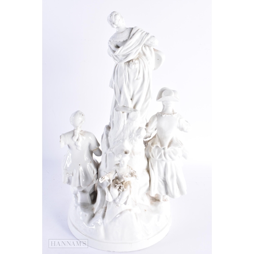 31 - A VERY LARGE 19TH CENTURY ITALIAN NAPLES PORCELAIN BLANC DE CHINE FIGURAL GROUP modelled with four f... 